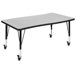 Emma + Oliver - Mobile 28"Wx47.5"L Wave Flexible Collaborative Kids Adjustable Activity Table - Gray