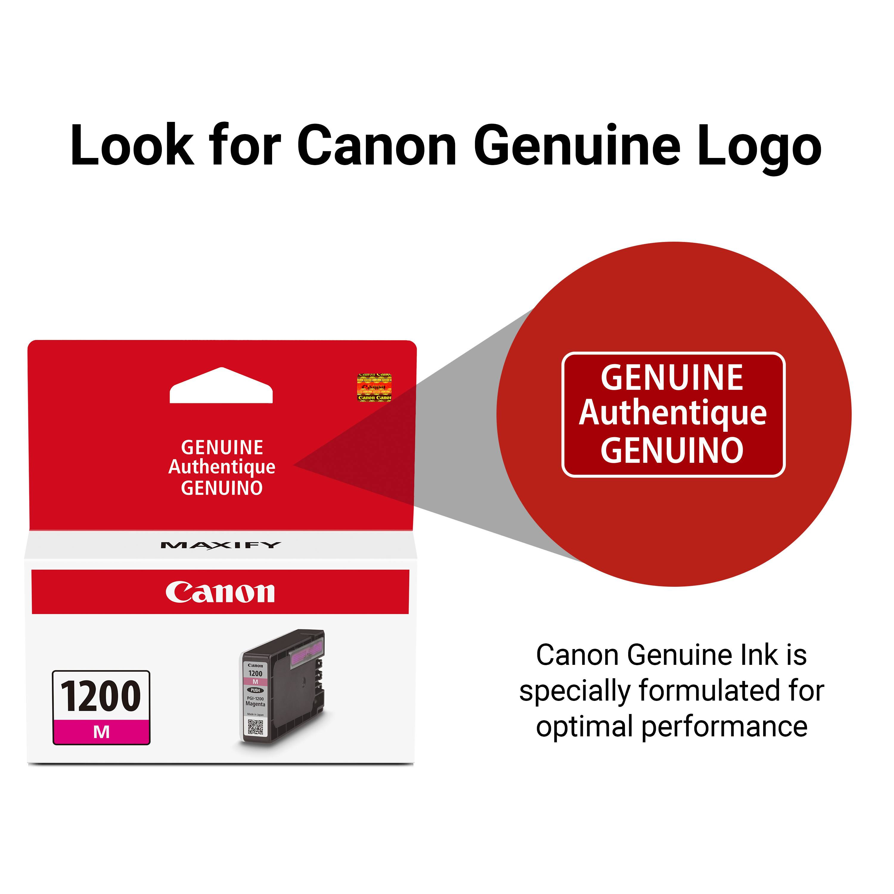 Look for Canon Genuine Logo

GENUINE Authentique GENUINO

Canon Genuine Ink is specially formulated for optimal performance