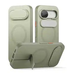 SURITCH - Case for Google Pixel 10a Phone, Compatible with MagSafe,Protective Cover with Camera Cover & Adjustable Metal Kickstand - Khaki Green