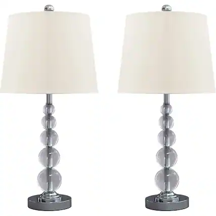 Front. Ashly - Joaquin Table Lamp (Set of 2) - Clear/Silver.