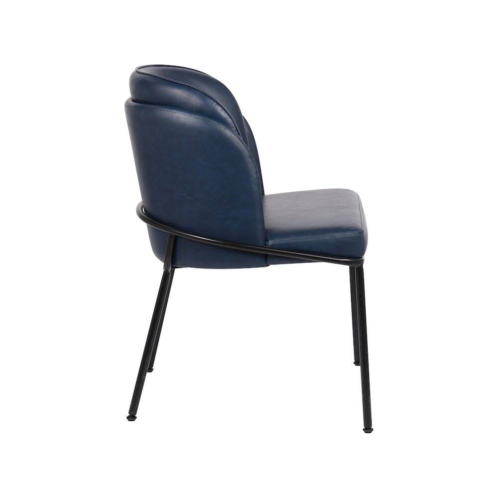 Alt View 3. Meridian Furniture - Jagger Navy Vegan Leather Dining Chair, Set of 2 - Blue.