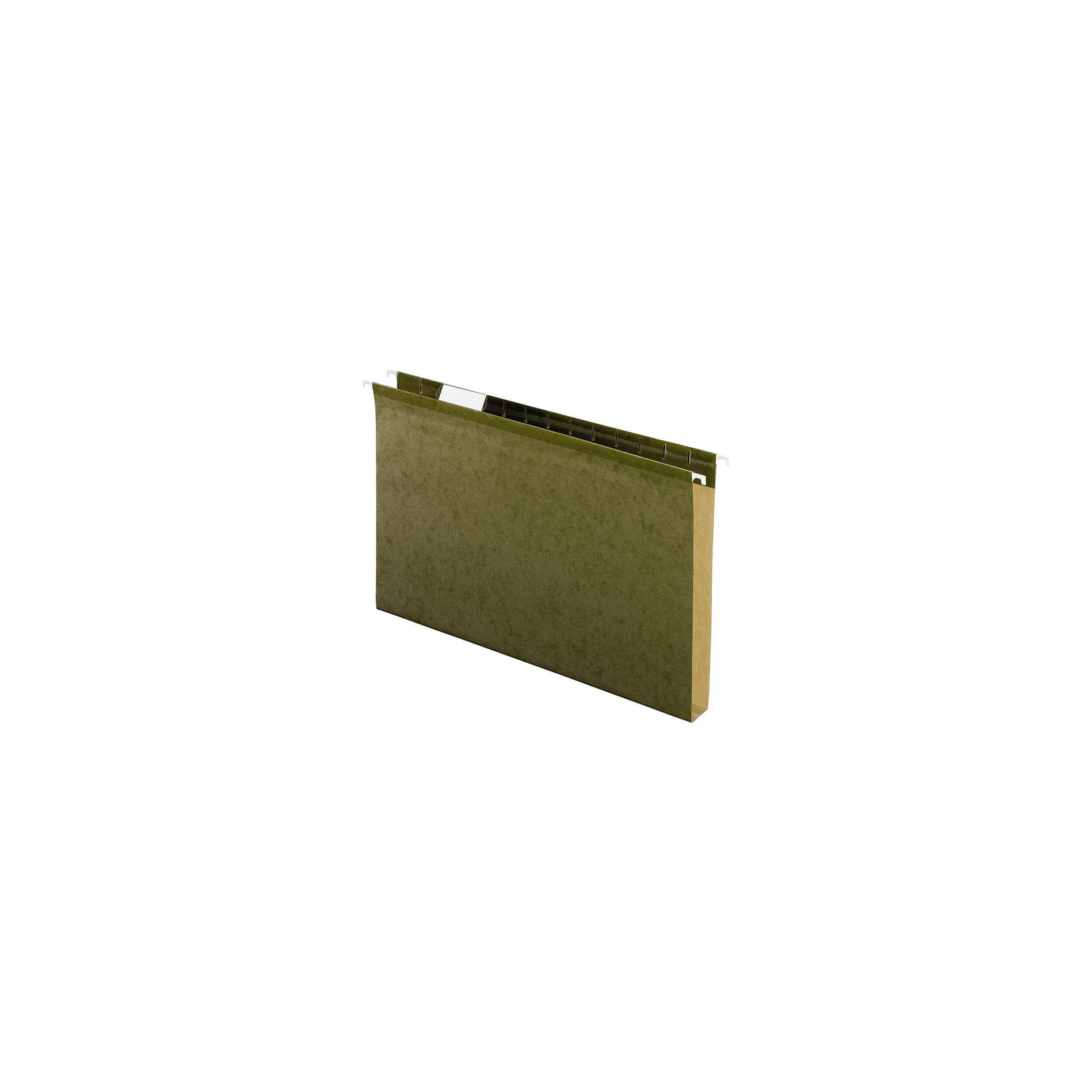 Front. Pendaflex - Pendaflex Reinforced Hanging File Folders, Extra Capacity, 1" Expansion, Standard Green, 25/Box (PFX 04153x1) - Green.
