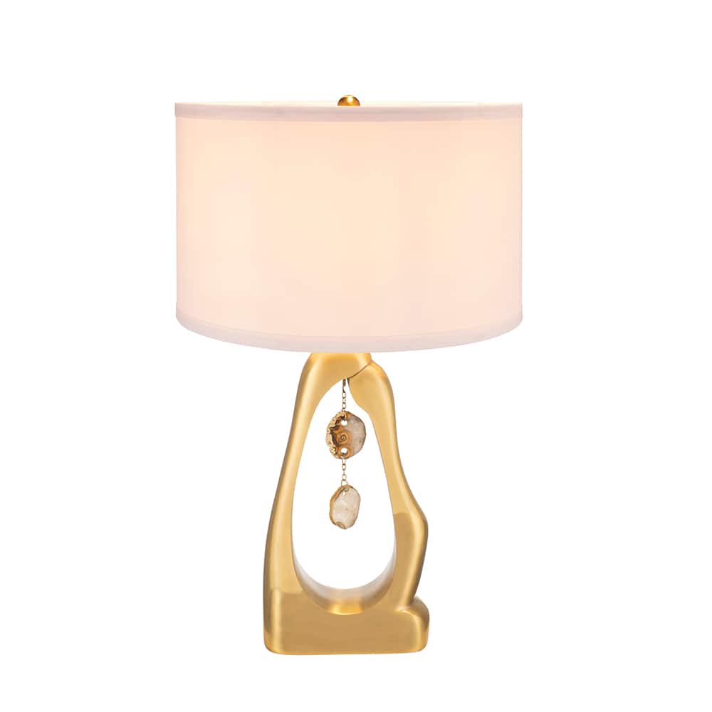Dexmalle - Dexmalle-Table Lamp with White Drum Shade- Gold Geode Shaped