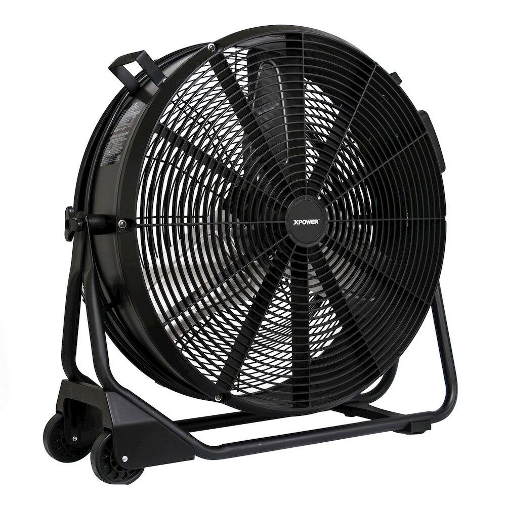 Angle. XPOWER - 1/2 HP 5800 CFM 1.8 Amps Variable Speed Enclosed Brushless DC Motor 24” Drum Fan - Black.