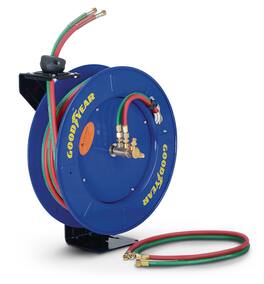 Goodyear - Spring Driven Steel Retractable Hose Reel (1/4 in. x 50 ft. - Welding Reel) - Blue