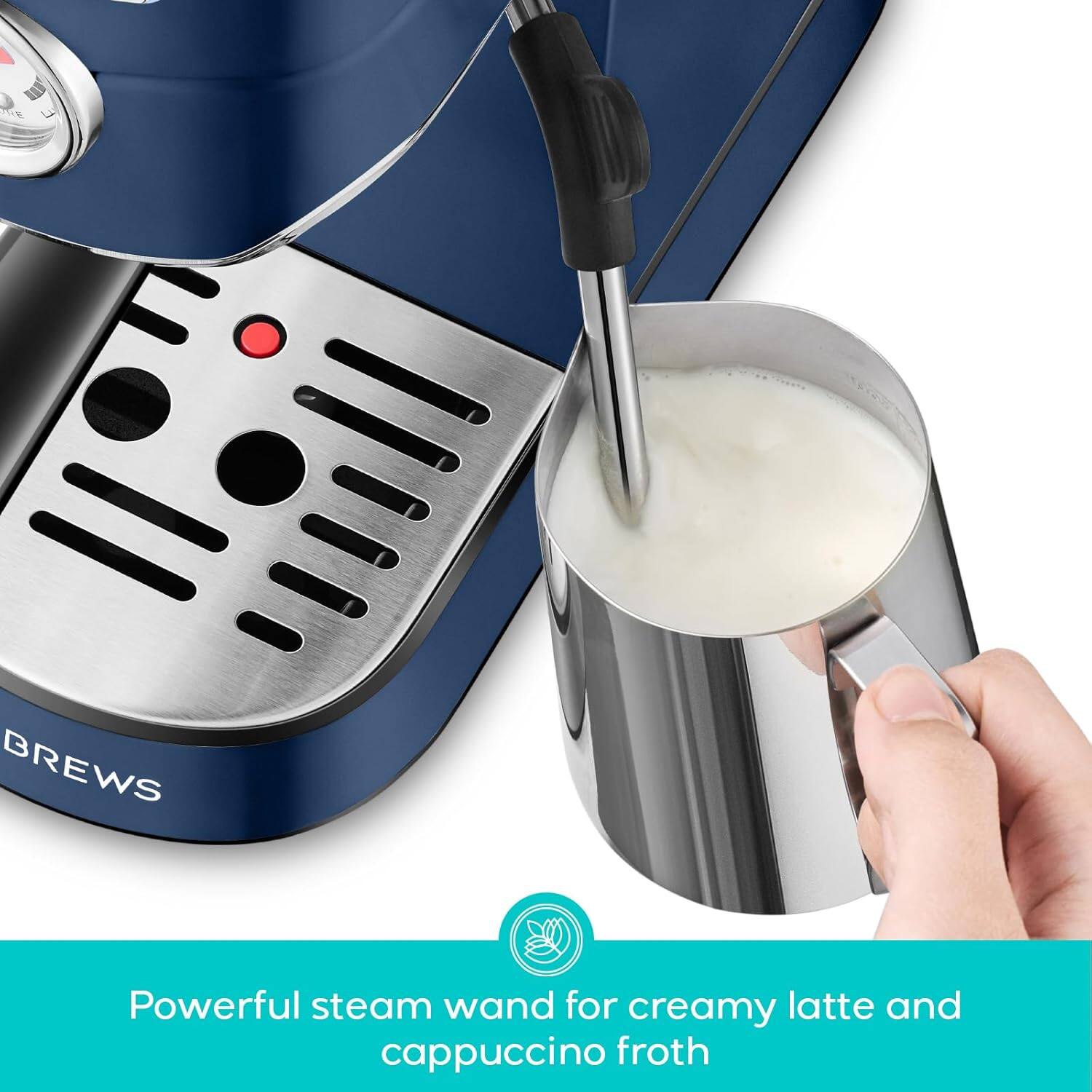 Powerful steam wand for creamy latte and cappuccino froth