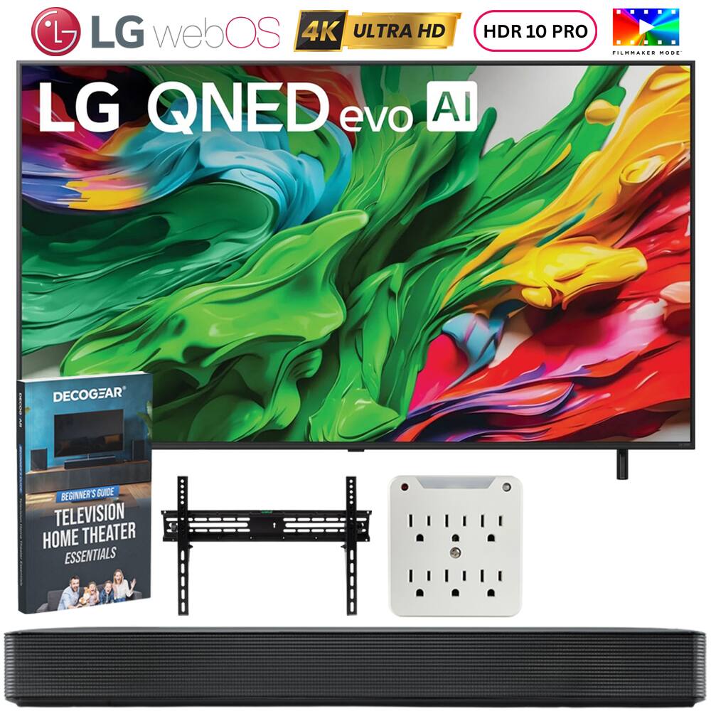 LG webOS 4K ULTRA HD HDR 10 PRO FILMMAKER MODE  
LG QNED evo AI  
DECOGEAR BEGINNER'S GUIDE TELEVISION HOME THEATER ESSENTIALS