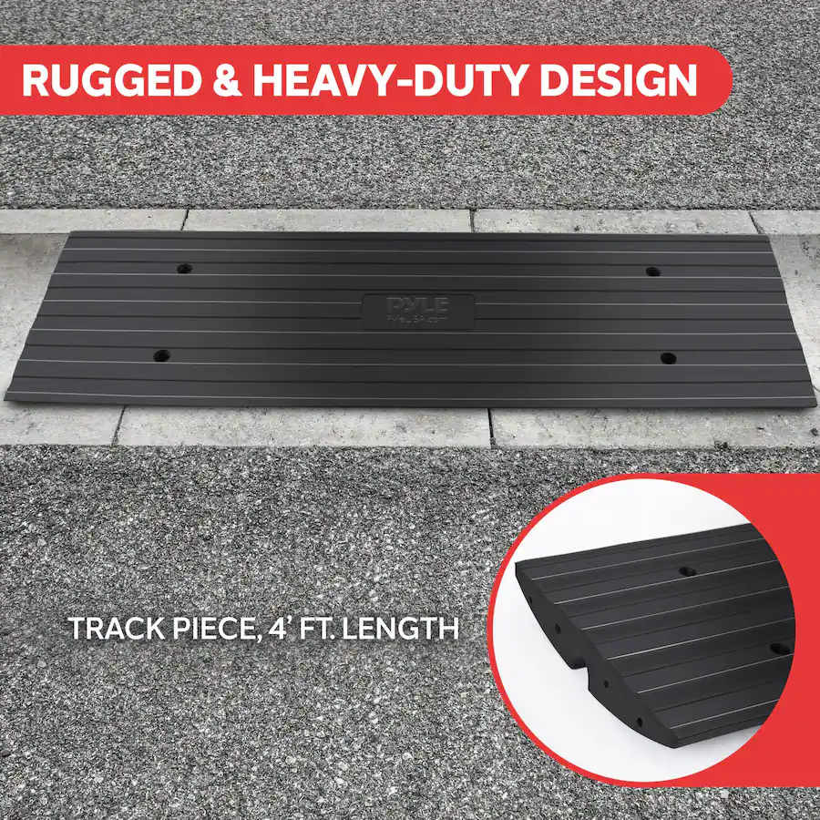 Pyle 4ft Rubber Curb Ramp – Heavy Duty Ramp for Cars, Trucks, Scooters ...