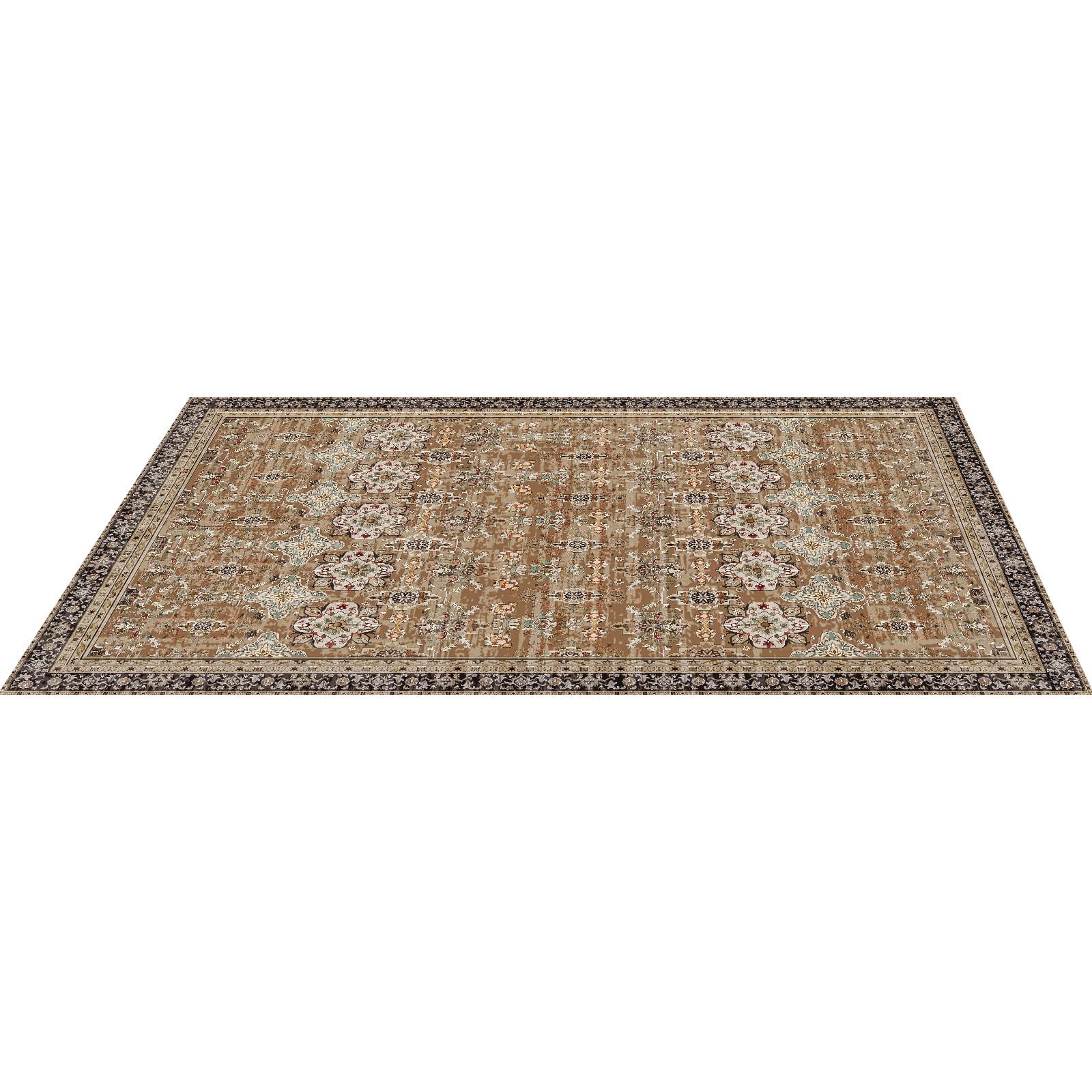 Front. VEVOR - Area Rug, 6 x 9 ft Large Washable Rug, Non-Slip and Tear-Resistant Soft Carpet, Pet & Child Friendly Vintage Area Rugs - Brown Green.