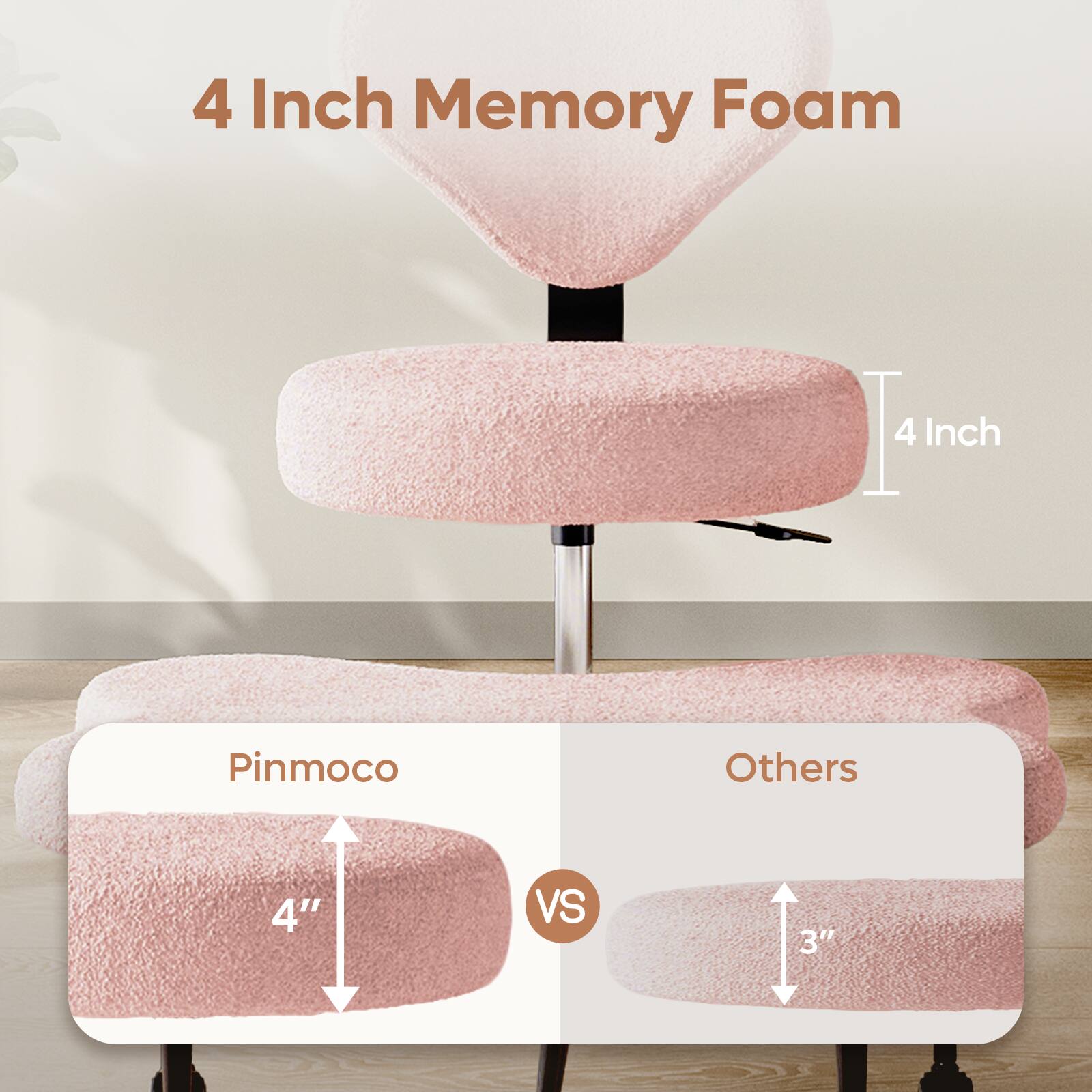 4 Inch Memory Foam

4 Inch

Pinmoco

4" VS 3"

Others