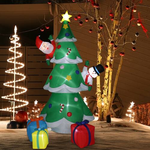 Alt View 8. Winado - 8ft Inflatable Christmas Tree with Santa Claus,Snowman,Gift Boxes,9 LED Lights Blow Up Yard Decoration - Multicolor.