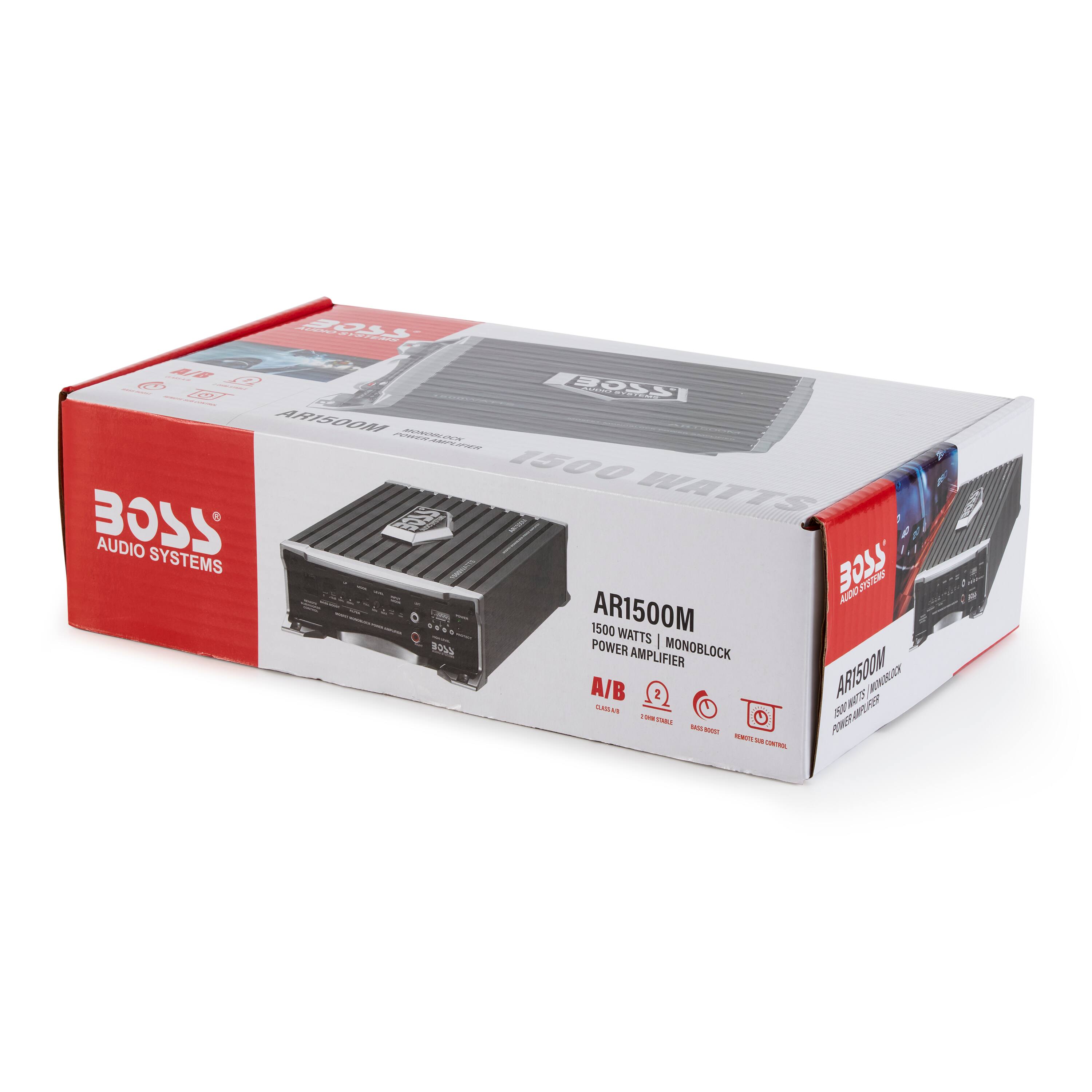 BOSS AUDIO SYSTEMS  
AR1500M  
1500 WATTS | MONOBLOCK  
POWER AMPLIFIER  
A/B  
CLASS AB  
2 CHANNELS  
REMOTE CONTROL  
1500 WATTS