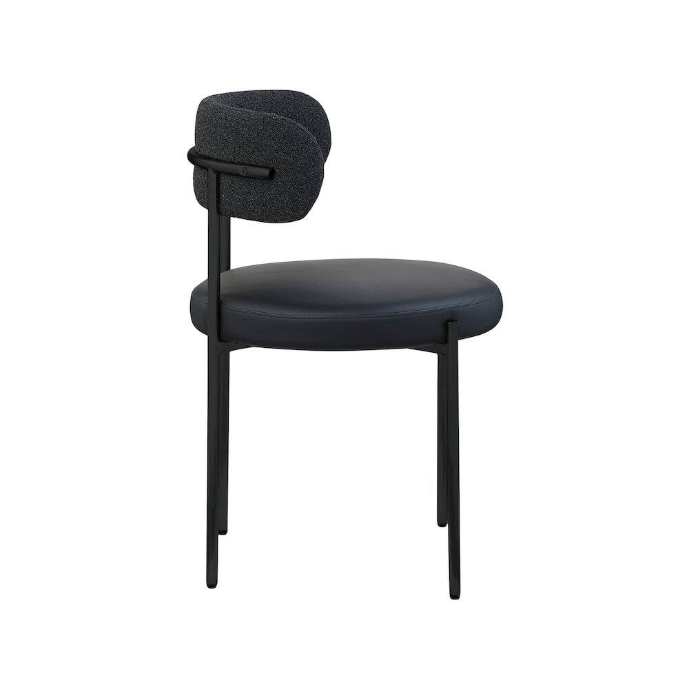 Alt View 3. Meridian Furniture - Beacon Black Vegan Leather and Boucle Fabric Dining Chair, Set of 2 - Black.