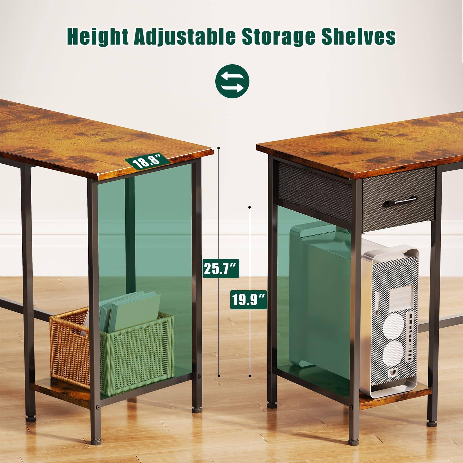 Height Adjustable Storage Shelves

18.8" 25.7" 19.9"