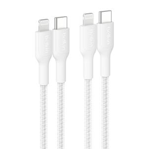 Belkin - BOOST↑CHARGE Braided PCR USB-C to Lightning Cable 1M 2-Pack - White