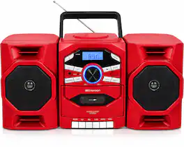 Emerson - Portable CD Player Boombox with Cassette Player, AM/FM Radio, MP3 AUX Input, Detachable Speakers (EPB-4000 - Red