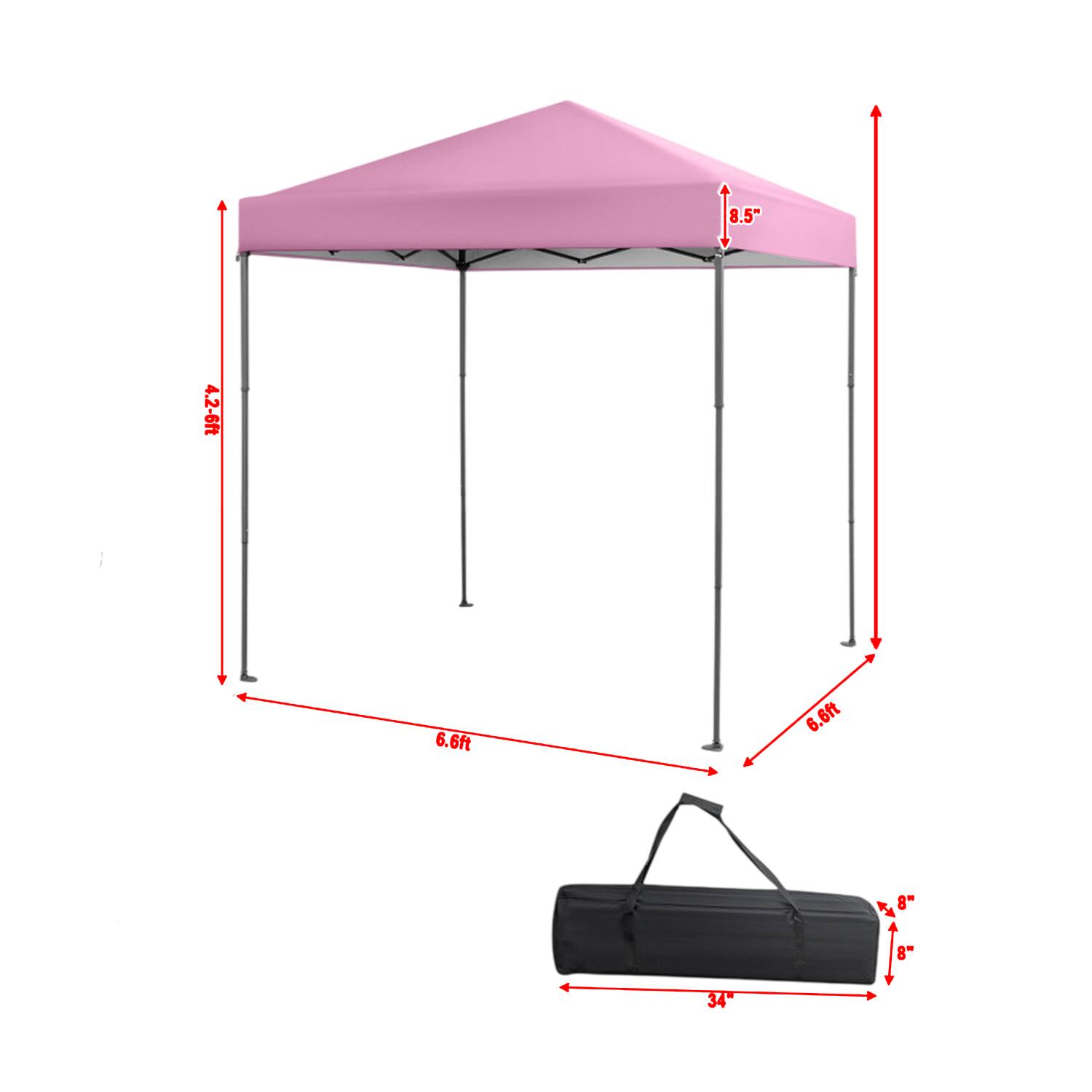 8.5" 4.2-6ft 6.6ft 6.6ft 8" 34"
