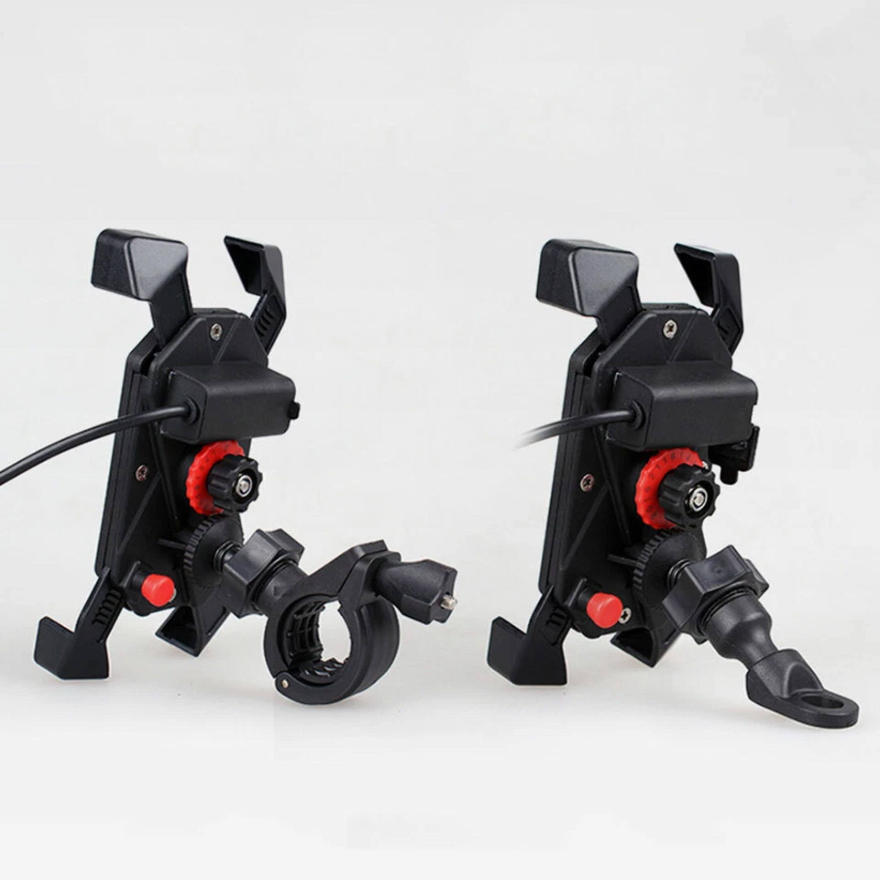 Angle. Kitcheniva - Motorcycle Bike ATV Cell Phone GPS Handlebar Mirror Mount Holder USB Charger - Black.