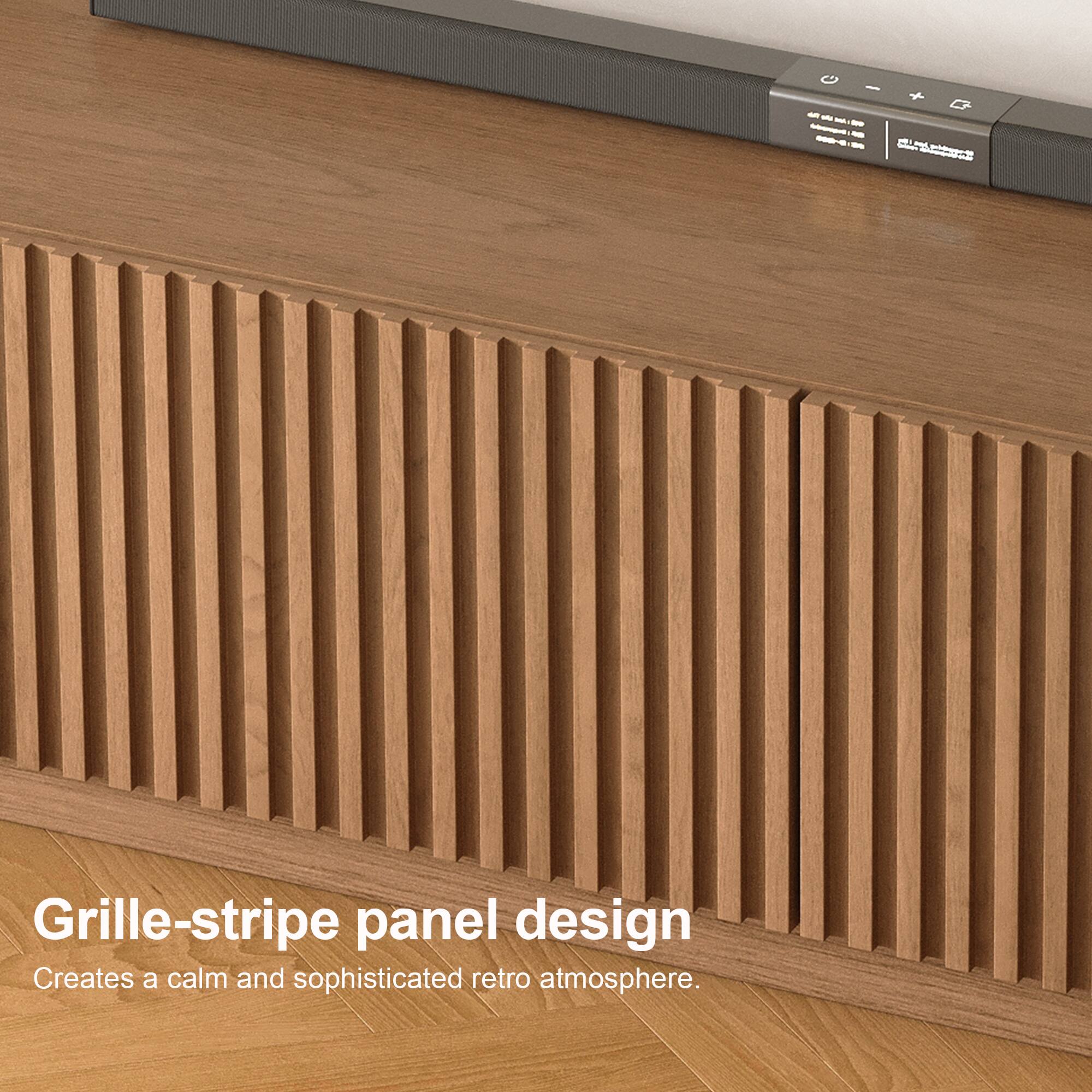 Grille-stripe panel design  
Creates a calm and sophisticated retro atmosphere.
