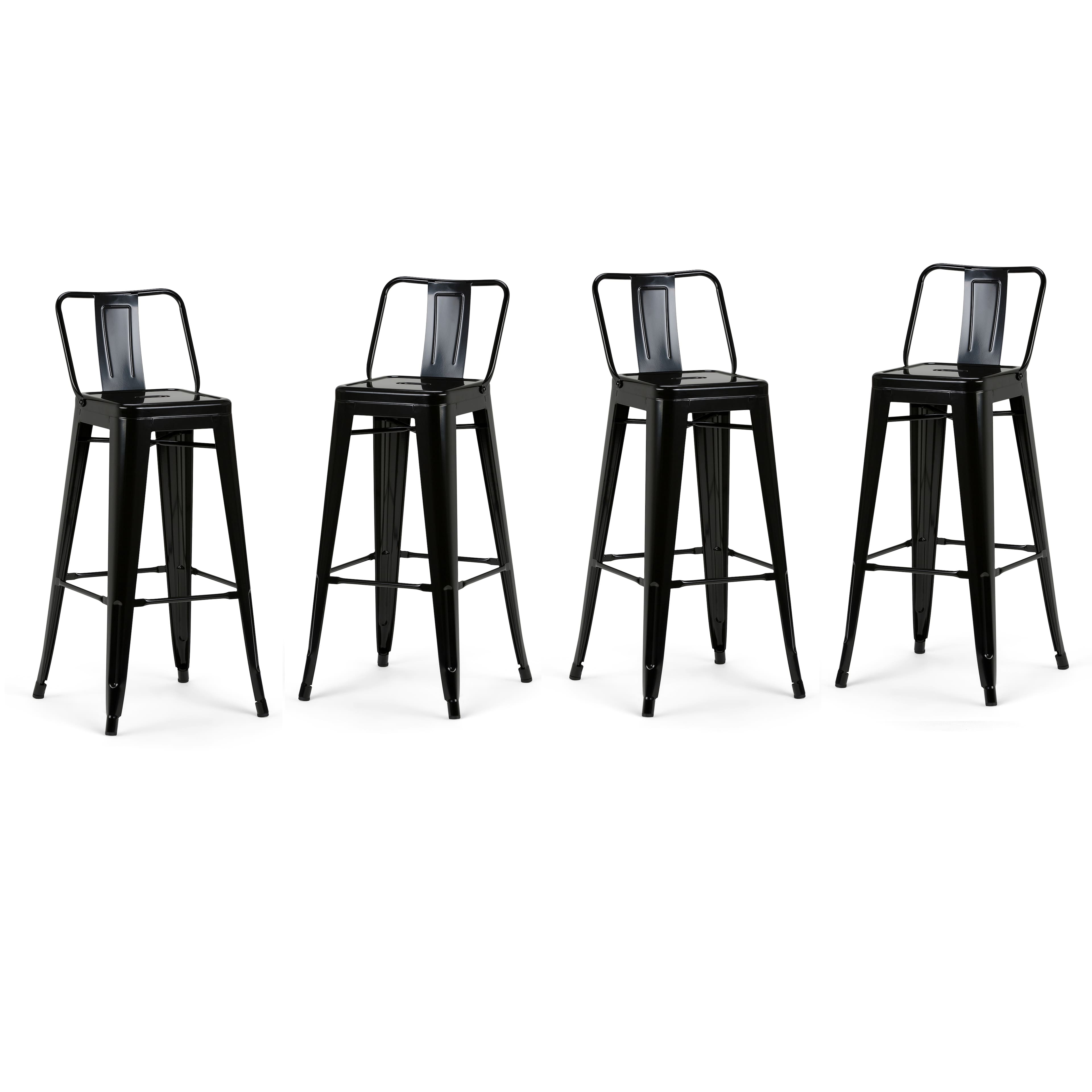 Simpli Home - Rayne Metal Bar Stool (Set of 4) - Black - Front_Zoom