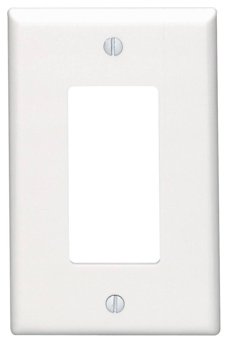 Front. Leviton - Leviton White 1 gang Thermoset Plastic Decorator Wall Plate 1 pk - White.