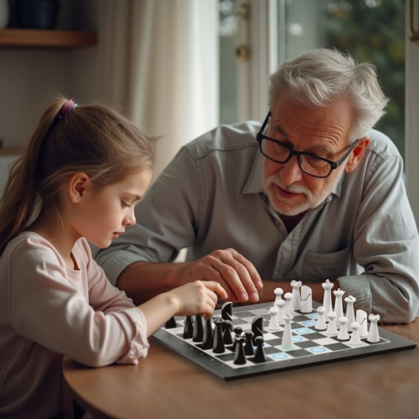 Alt View 4. Particula - GoChess Mini – AI Electronic Chess Board with Lights & Online Play, Great for All Ages & Skill Levels - Classic Black & White.
