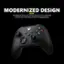 The text on the image is already grouped and correctly written. It reads: "Modernized Design: Sculpted surfaces and refined geometry for enhanced comfort and effortless control during gameplay."