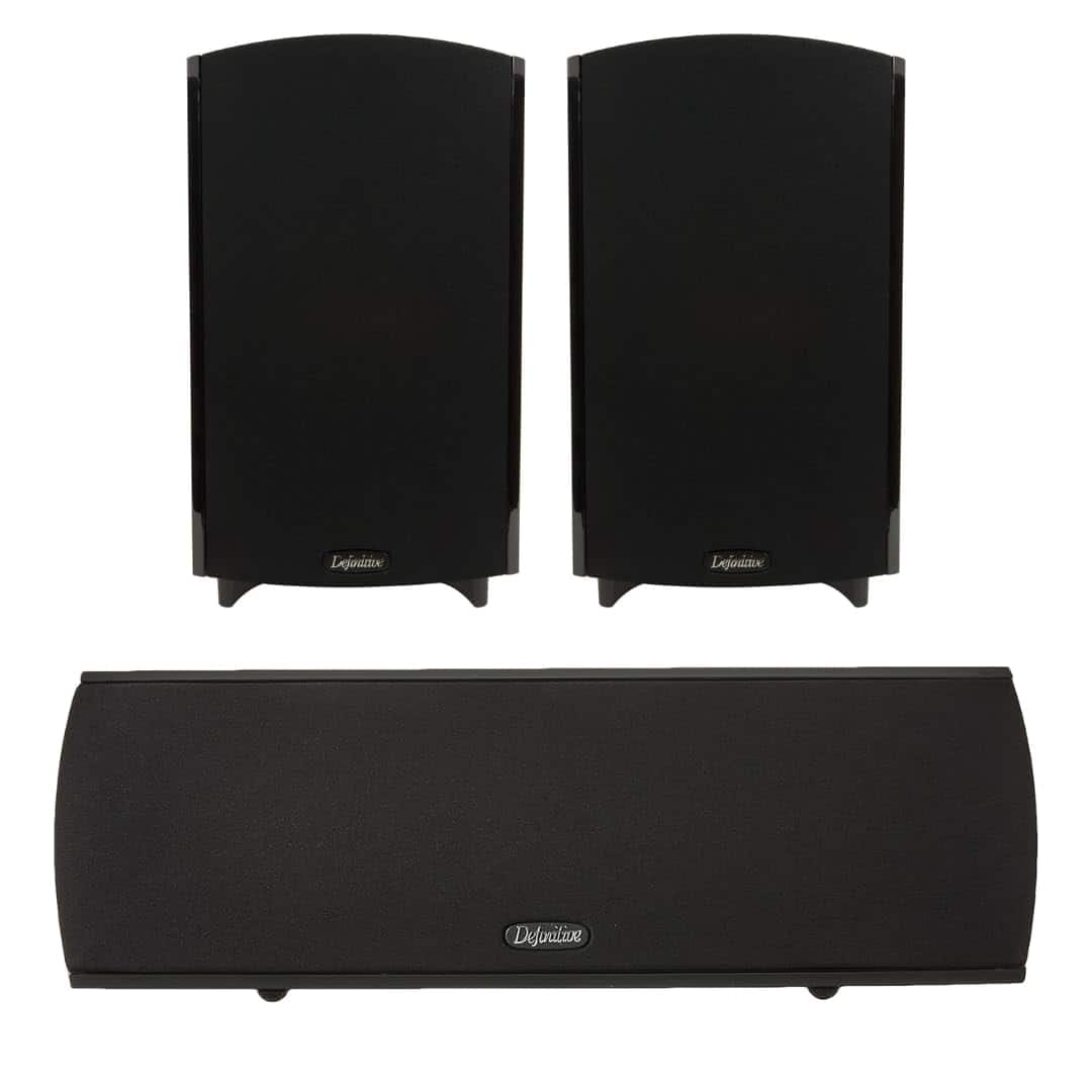 Pair of Definitive Technology ProMonitor 1000-2-Way or Bookshelf Speaker + Pro center 1000 Speaker Bundle - Black