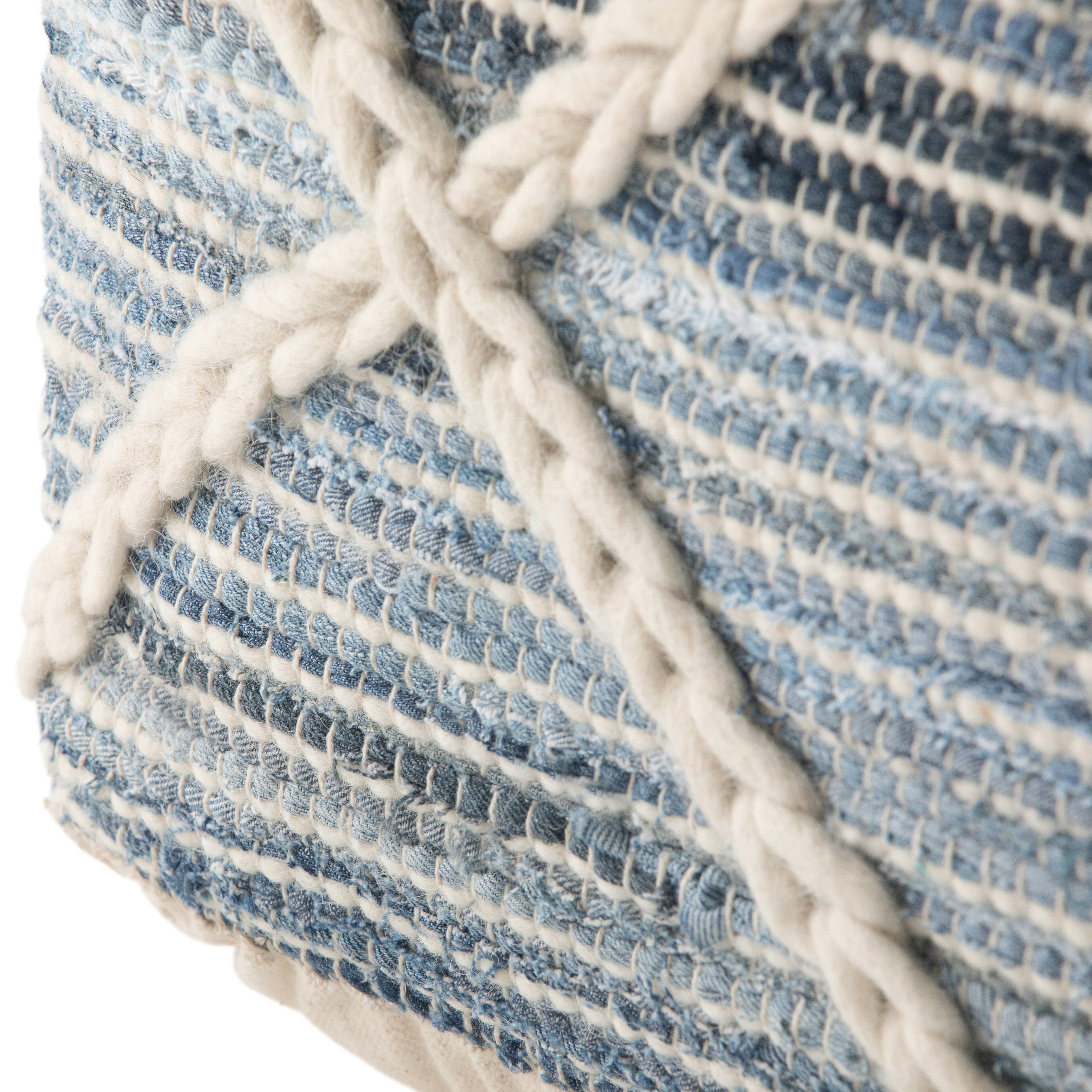 Alt View 13. Simpli Home - Cowan Square Pouf - Blue, Natural.