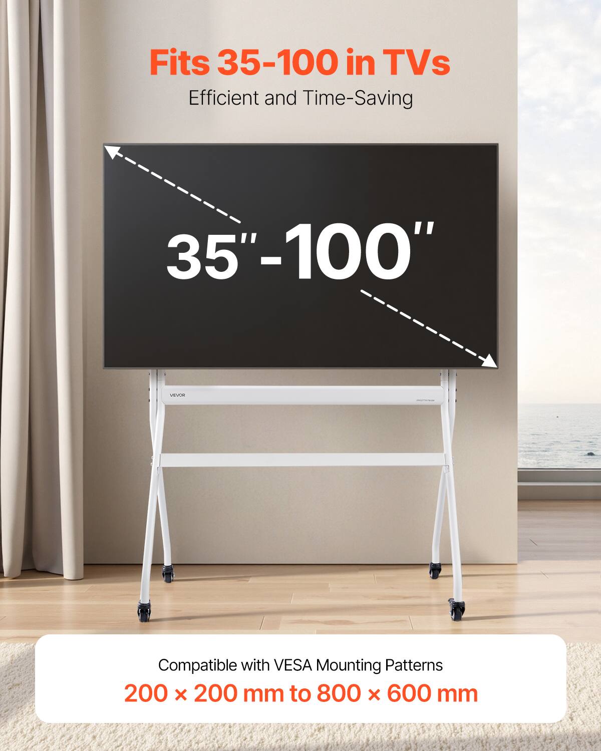 Fits 35-100 in TVs, Efficient and Time-Saving, 35"-100", VEVUO, Compatible with VESA Mounting Patterns 200 x 200 mm to 800 x 600 mm