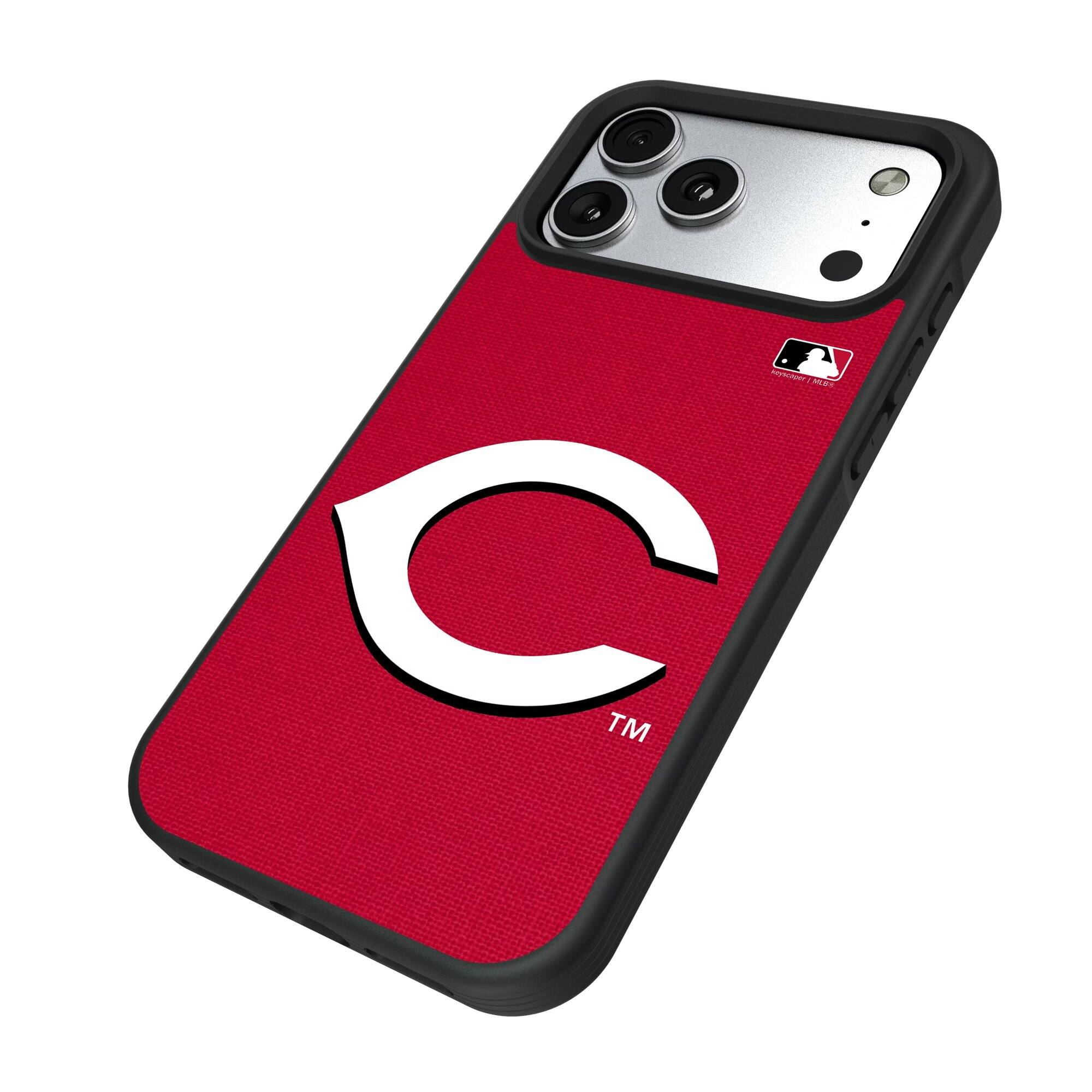 Alt View 1. Keyscaper - Cincinnati Reds Personalized Bump Case with 8.2ft Drop Protection - 15 Pro - Multicolor.
