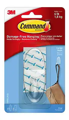 3M Command Brand
Damage-Free Hanging
Holds Strongly • Removes Cleanly
Para colgar sin dañar
Sostiene firmemente • Se retira sin dejar residuos
4 lb
1.8 kg
Large Hook
Gancho grande
Clear
Transparente
1 2
17093CLR-ES