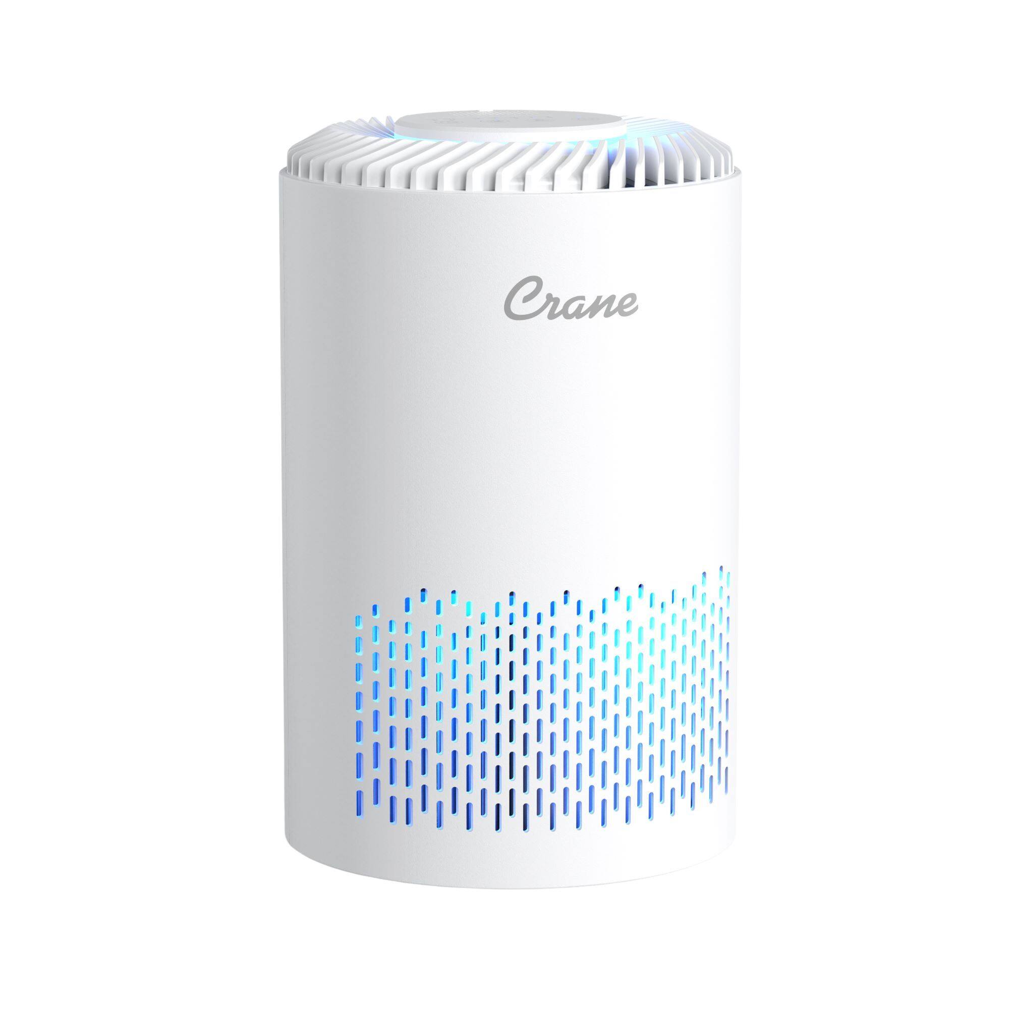 Front. CRANE - Crane True HEPA Air Purifier, Up To 150Sq. Ft., With Aroma Tray - White.