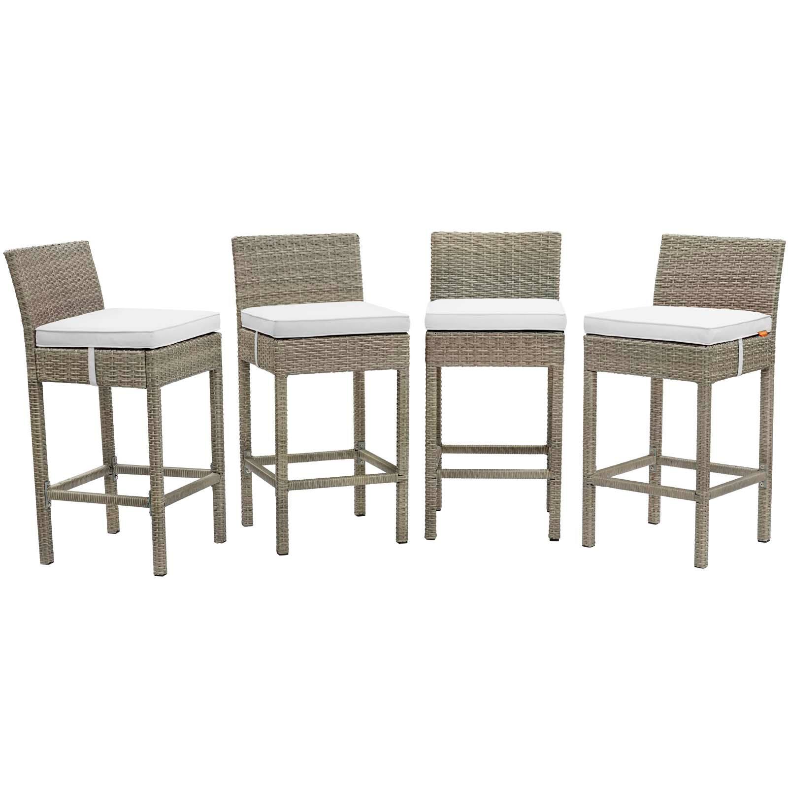 Angle. Modway - Conduit Outdoor Patio Wicker Rattan Bar Stool Set of 4 by Modway - Light Gray White.