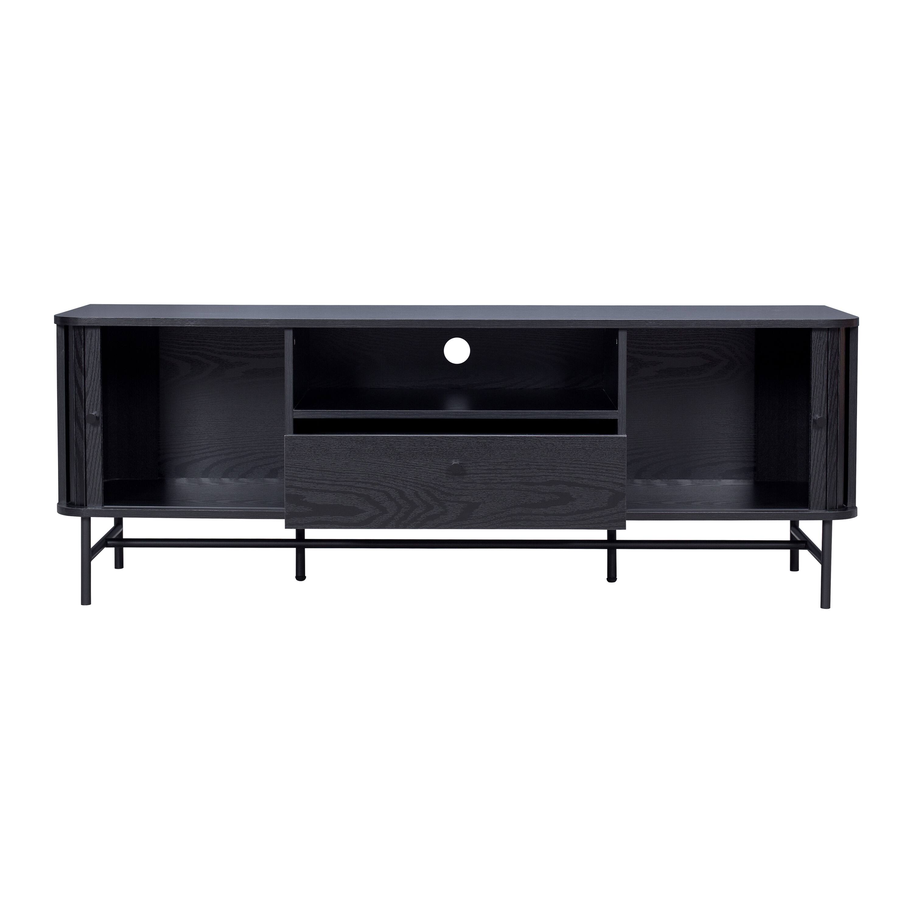 Alt View 3. CorLiving - TV Stand / Media Console with Curved Fluted Doors for TVs up to 65" - Black.