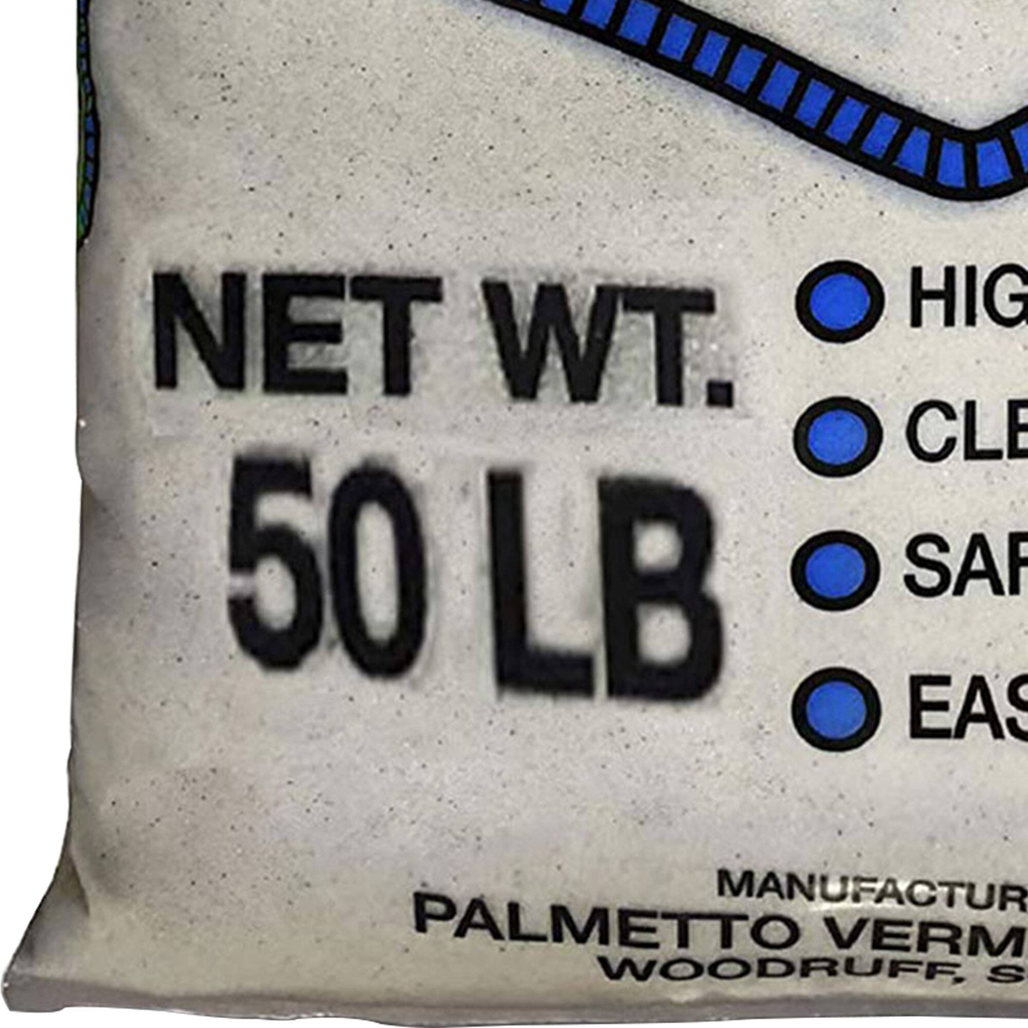NET WT. 50 LB  
HIGH  
CLEAN  
SAFE  
EASY  
MANUFACTURED BY  
PALMETTO VERM  
WOODRUFF, SC