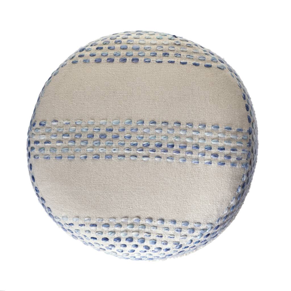 Left. Hivvago - Hivvago 18 Inch Cotton Blend Ottoman - Blue, Off White.