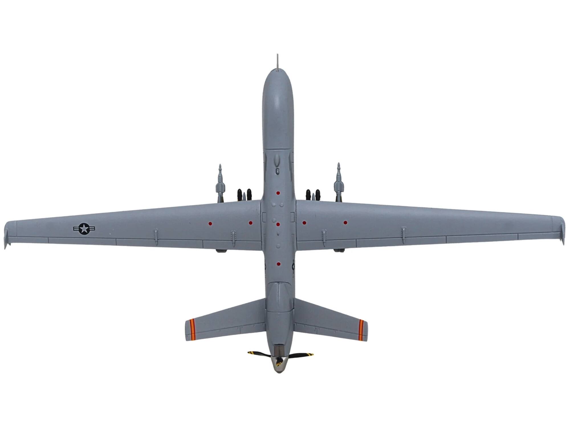 Left. Herpa - General Atomics MQ-9A Reaper Block 5 UAV USAF NY Air National Guard 108th Attack Sq 1/72 - Grey.