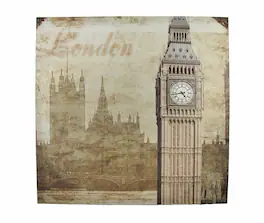 Zeckos - London Houses of Parliament and Big Ben Printed Canvas Wall Hanging - Tan