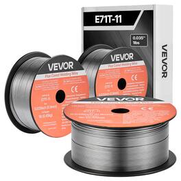 VEVOR - Flux Core MIG Welding Wire, E71T-11 0.035-inch 1 LBS, Gasless Mild Steel Welding Wire with Low Spatter - Silver-Gray