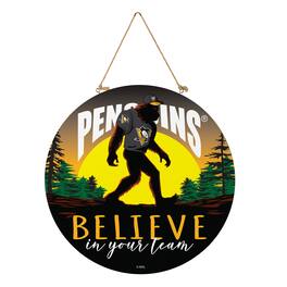 Evergreen Enterprises - Pittsburgh Penguins 18" Bigfoot "Believe in Yourself" Team Logo Wood Round Door Sign - Multicolor