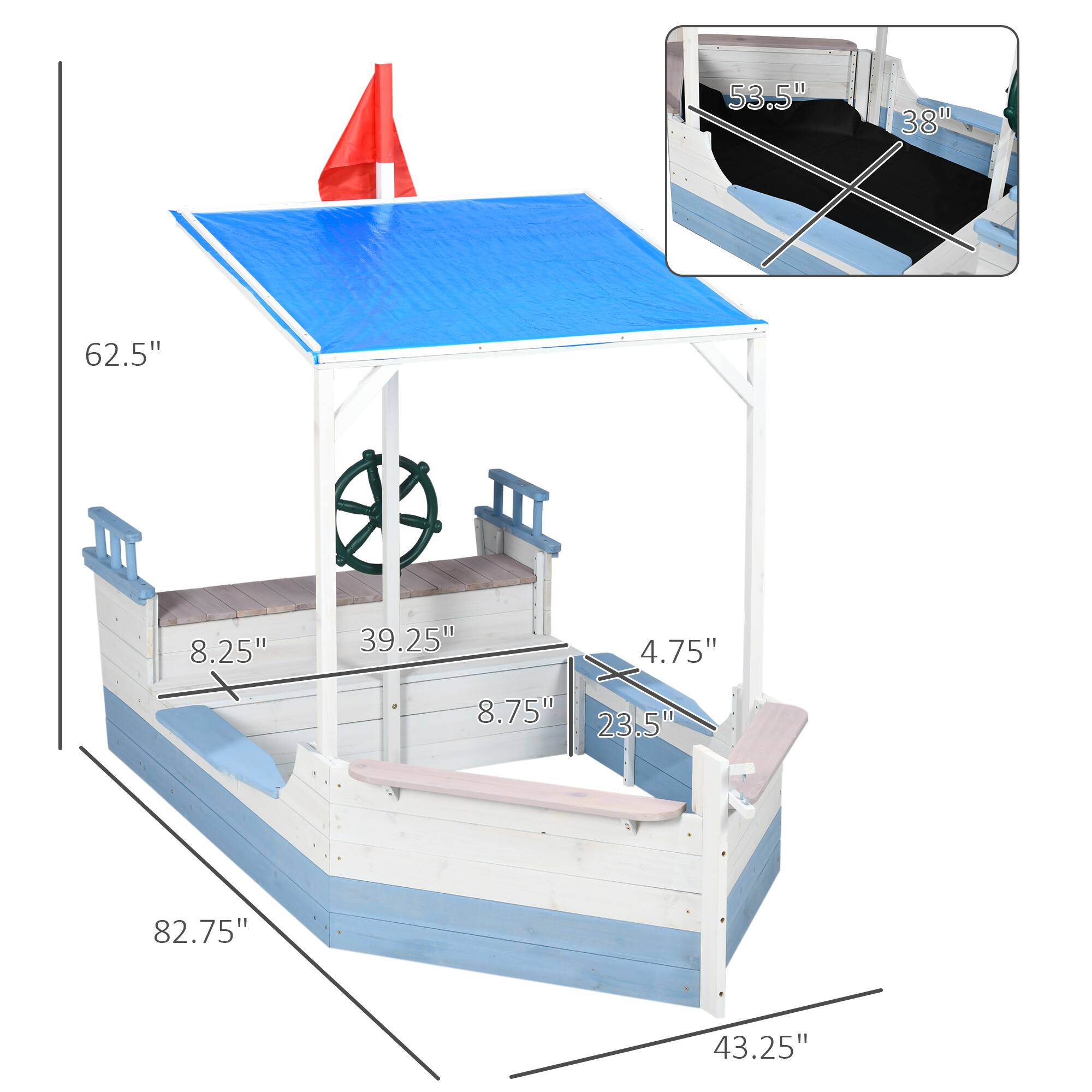 53.5" x 38" x 62.5"  
8.25" x 39.25" x 4.75" x 8.75" x 23.5" x 82.75" x 43.25"