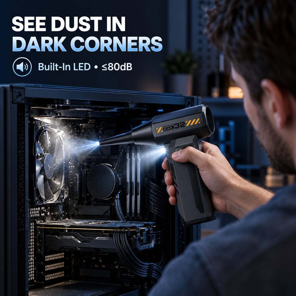 SEE DUST IN DARK CORNERS  
Built-In LED • ≤80dB