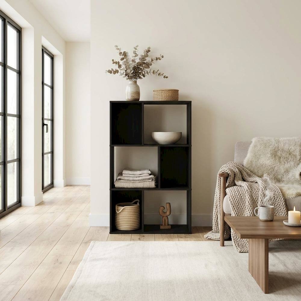 Left. FurniFact - Engineered Wood bookcase with simple design for home or office storage - Espresso.