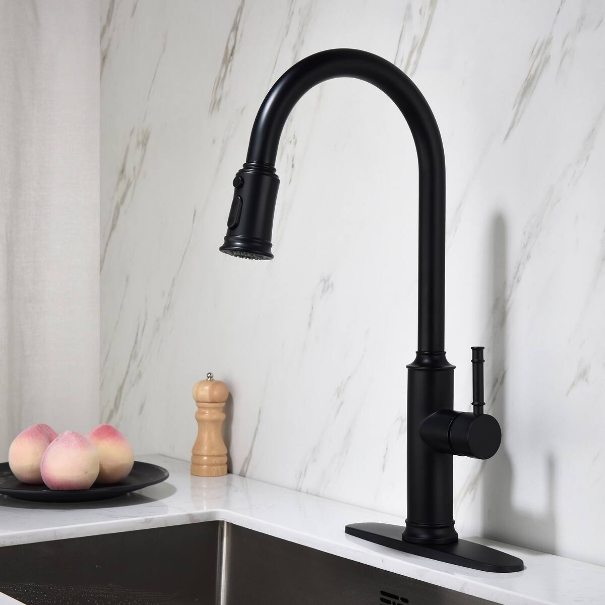 Ropilly Pull Out Kitchen Faucet Single Handle High Arc Swivel Spout for ...