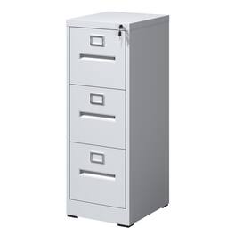 Mirfee - 3-Drawer Vertical File Cabinet with Lock, for A4/Legal/Letter Files - White