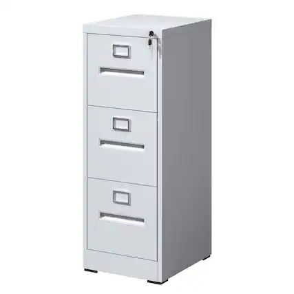 Front. Mirfee - 3-Drawer Vertical File Cabinet with Lock, for A4/Legal/Letter Files - White.