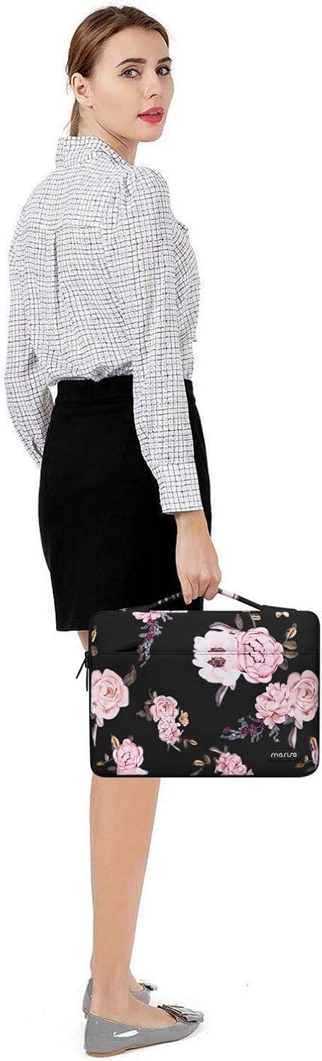 Alt View 3. mosiso - 5-in-1 MacBook Air 13 Case and Sleeve Kit A2337/A2179/A1932 - Black Peony.