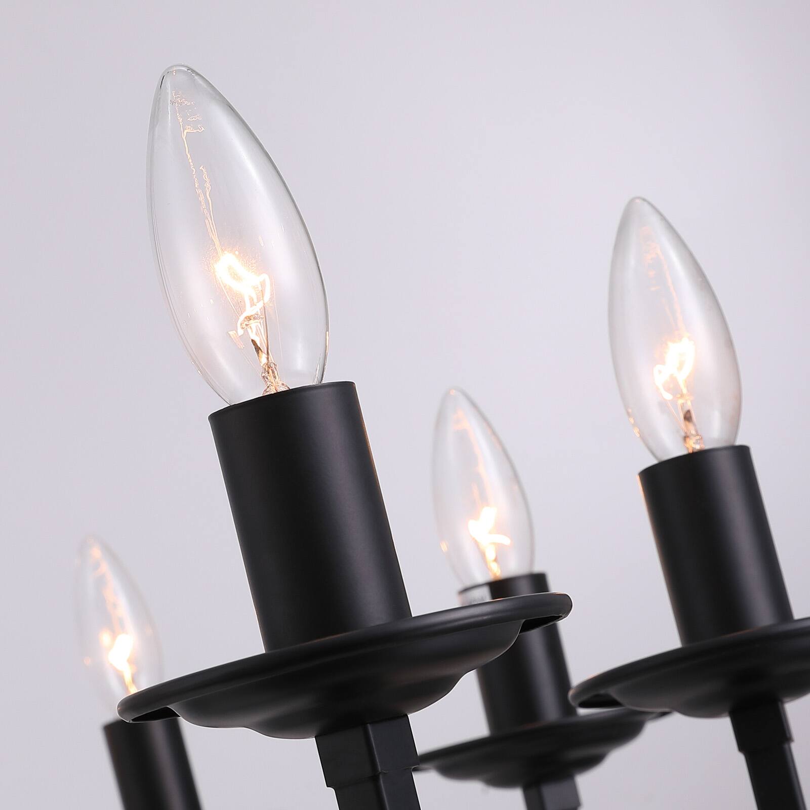 Alt View 8. Siljoy - 41 Inch Farmhouse Matte Black 12 Light Candle Chandelier Adjustable Wrought Iron for Dining Room Kitchen Island Entryway - Brown.