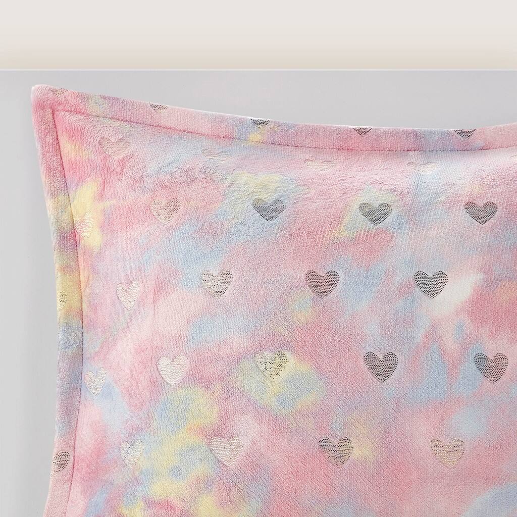 Alt View 2. Gracie Mills - Gracie Mills Elysia Metallic Printed Plush Comforter Set - Pink Multi/Gold.